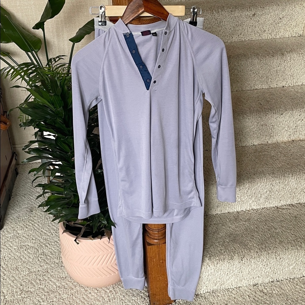 (2) Patagonia Capilene Long Sleeve Henley Shirt & Bottoms